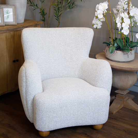 Grey/Beige Organic Bouclé Armchair